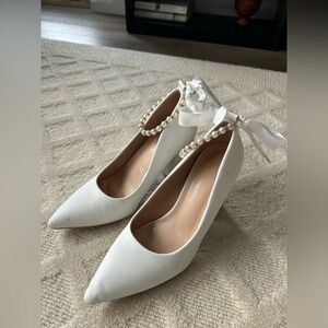 White Pearl-Embellished Bridal Shoes